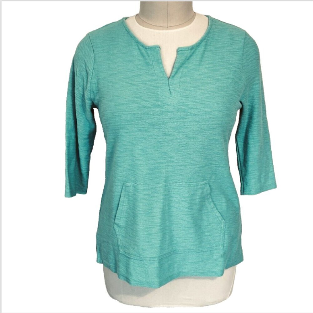 Liz Sport - Women's Swiss Blue Front Pocket Notch Neck Tunic Top XXL